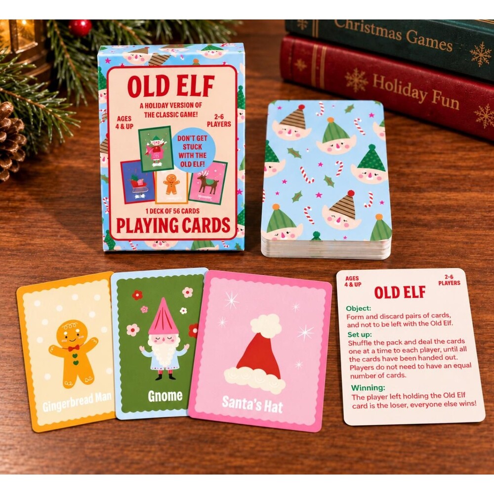 Old Elf Holiday Playing Cards Christmas Card Game 56 Card Deck 4+ 2-6 Players